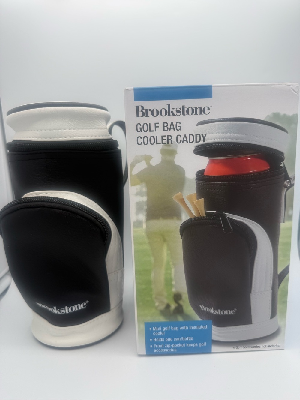 Brookstone Golf Bag Cooler Caddy Insulated Single Can Bottle Cold Holder New